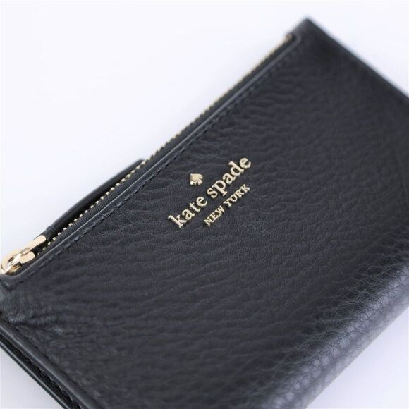 NWT Kate Spade Small Pebble Leather Small Slim Wallet Black - Picture 1 of 9